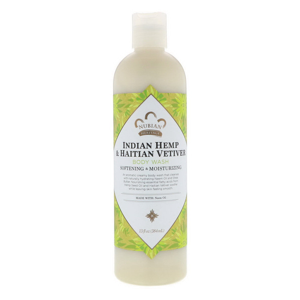 Nubian Heritage Indian Hemp And Haitian Vetiver Body Wash, 13 Oz